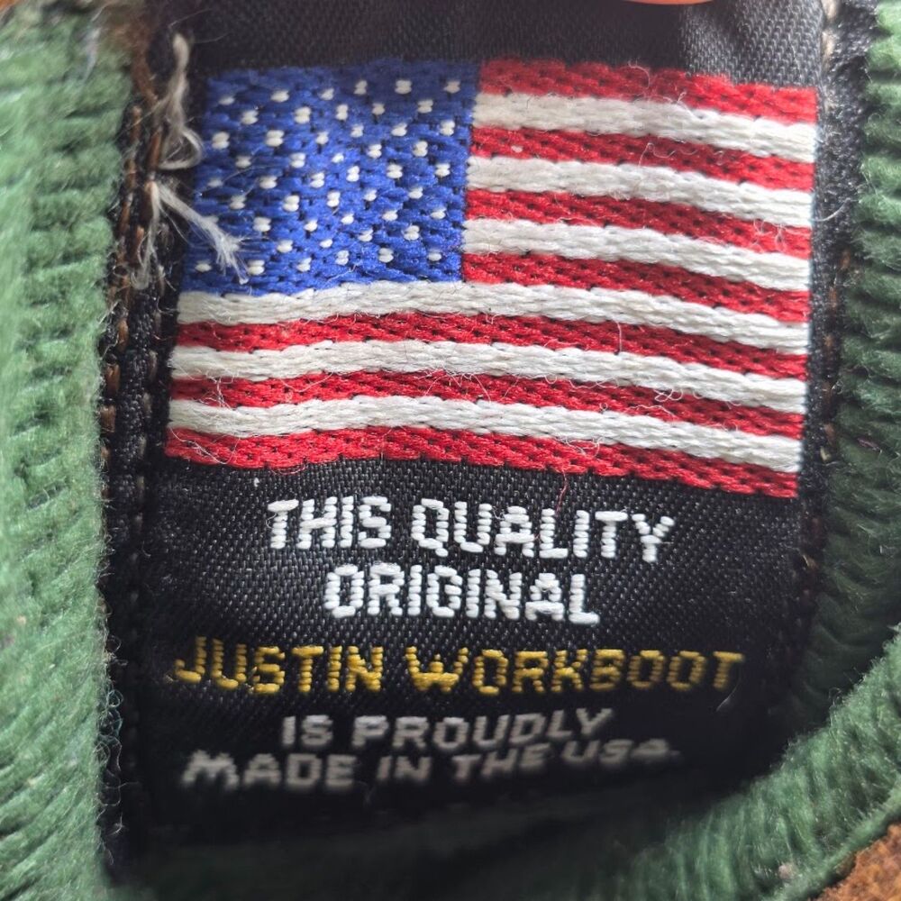 Justin Mens 12 D Brown Leather Conductor 8" Work Boots Comfort Packer Used - Picture 13 of 13